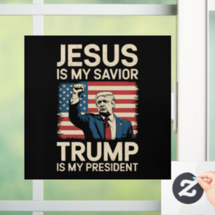 Vinilos Para Cristales Jesús es mi salvador Trump es mi presidente 47 EE.