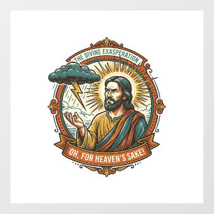 Vinilos Para Cristales Jesús molesto Nube oscura de lluvia Relámpago Clim