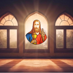 Vinilos Para Cristales Jesús Santa Comunión Falso Vidrio Emplomado