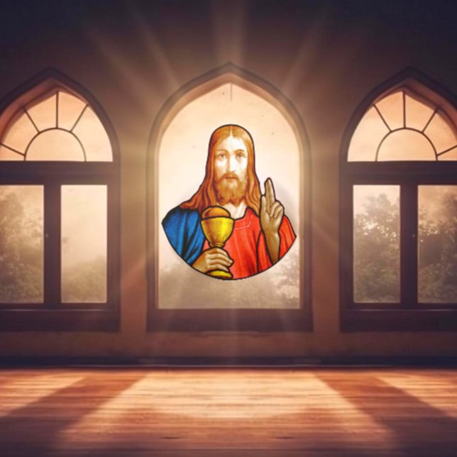 Vinilos Para Cristales Jesús Santo Comunión Faux Stained Glass (Subido por el creador)