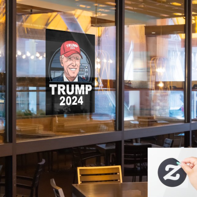 Vinilos Para Cristales Joe biden Con Un Gorra De Trump (ventana del restaurante)