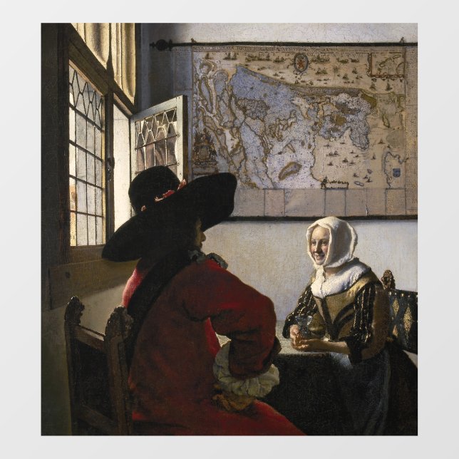 Vinilos Para Cristales Johannes Vermeer - Funcionario con un Chica risibl (Hoja)