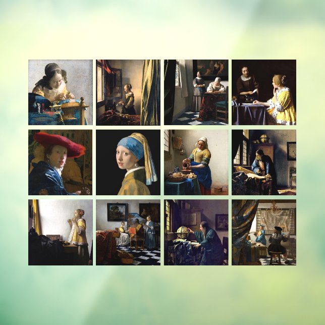 Vinilos Para Cristales Johannes Vermeer - Masterpieces Grid (Hoja 3)
