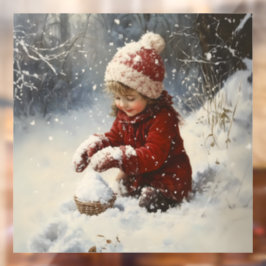 Vinilos Para Cristales Jugando en Nieve