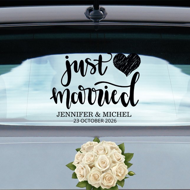 Vinilos Para Cristales Just Married romantic black script wedding car (Subido por el creador)
