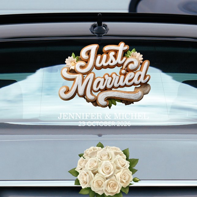 Vinilos Para Cristales Just Married white gold script wedding car (Subido por el creador)
