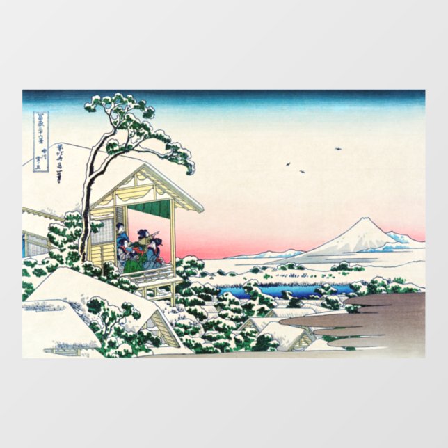 Vinilos Para Cristales Katsushika Hokusai - Casa de té en Koishikawa (Hoja)