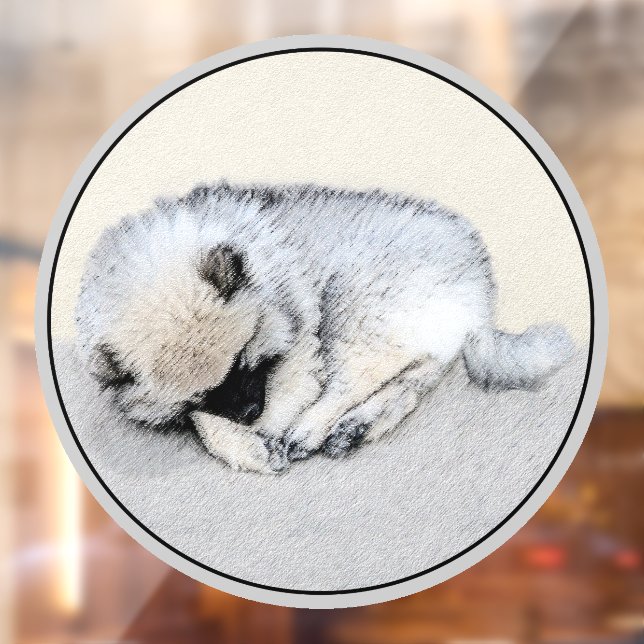 Vinilos Para Cristales Keeshond Sleeping Pinting Pintura Original De Perr (Hoja 2)