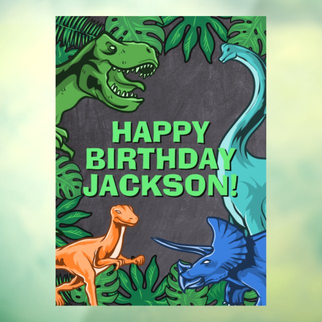Vinilos Para Cristales Kids Jurassic Trex Dino Dinosaur Cumpleaños (Hoja 3)