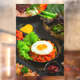 Vinilos Para Cristales Kimchi, comida coreana frita de arroz con huevo fr