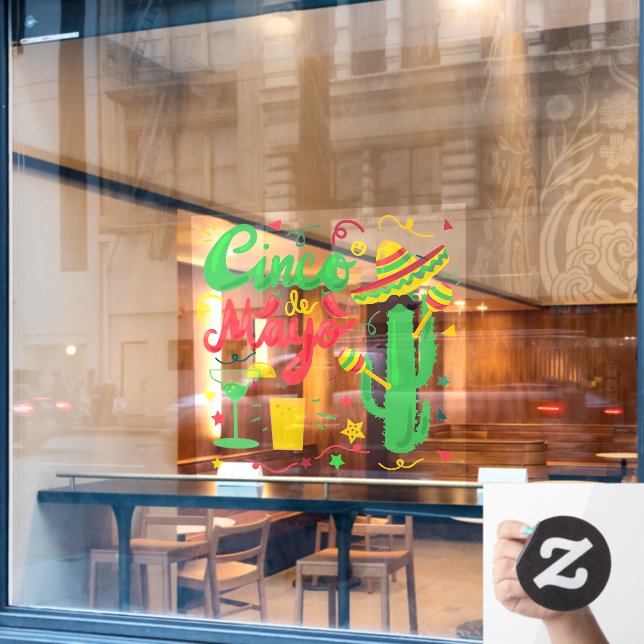Vinilos Para Cristales La celebración de los negocios mexicanos Cinco de  (Ventana de cafetería)