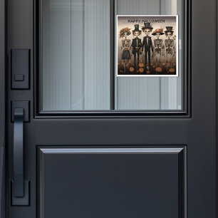 Vinilos Para Cristales La familia de Skeleton feliz Halloween