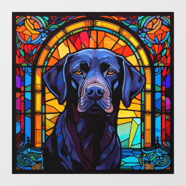 Vinilos Para Cristales Labrador negro Mascota Faux Stained Glass