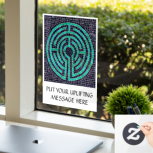 Vinilos Para Cristales LABYRINTH III 8x11 Ventana Cling +Texto - Negro