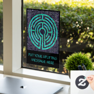 Vinilos Para Cristales LABYRINTH III 8x11 Ventana Cling +Texto - Negro