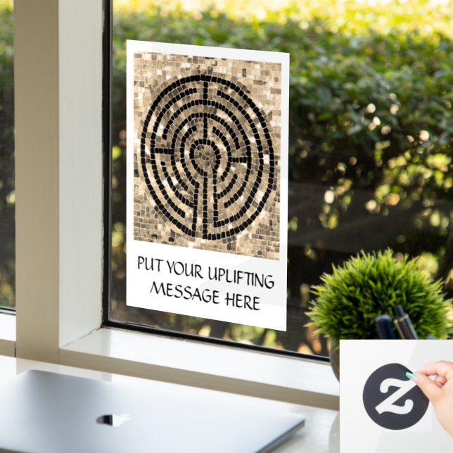 Vinilos Para Cristales LABYRINTH V 8x11 Ventana Cling +Texto (Oficina)