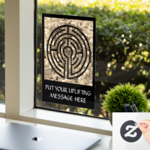 Vinilos Para Cristales LABYRINTH V 8x11 Ventana Cling +Texto - Negro