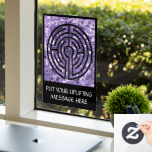 Vinilos Para Cristales LABYRINTH VI 8x11 Ventana Cling +Texto - Negro