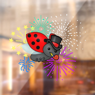 Vinilos Para Cristales Ladybug de Año Nuevo