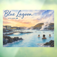 Laguna Azul Islandia baño termal acuarela 