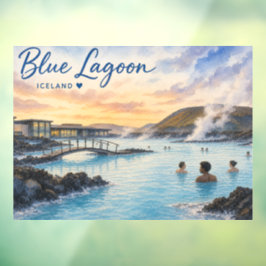 Vinilos Para Cristales Laguna Azul Islandia baño termal acuarela 