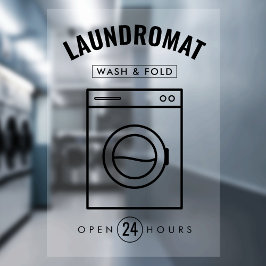 Vinilos Para Cristales Laundromat 24/7 Wash & Fold Service Marketing