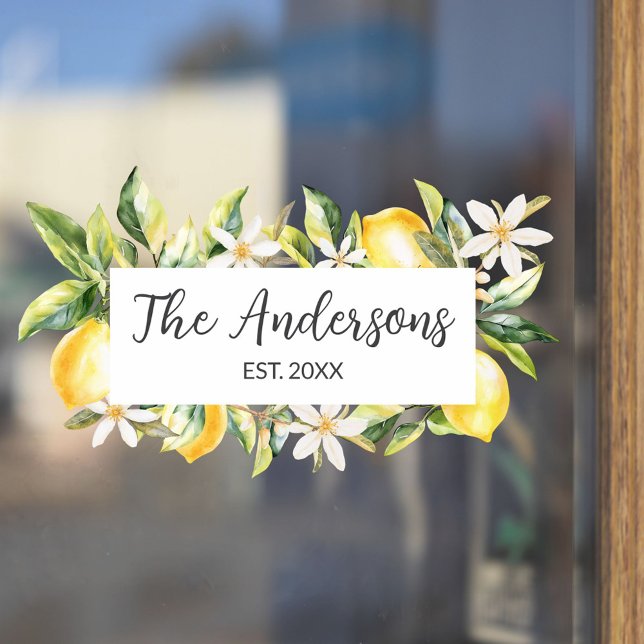 Vinilos Para Cristales Lemones y Flores Marco Botánico Elegante Floral (In situ)