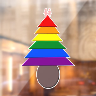 Vinilos Para Cristales Lesbianas arcoiris Ventana de árbol de Navidad