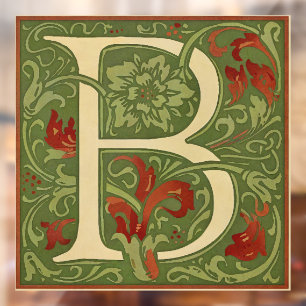 Vinilos Para Cristales Letra de monograma de William Morris B Floral Rojo