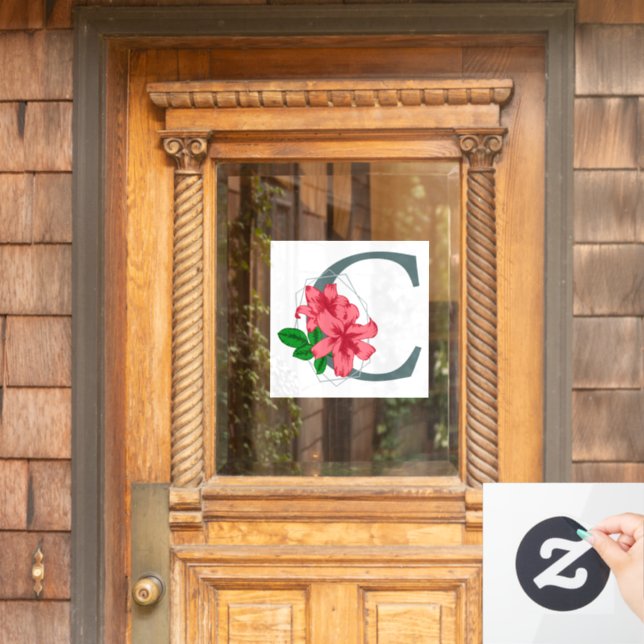 Vinilos Para Cristales Letra mayúscula C monograma floral (Puerta de casa)