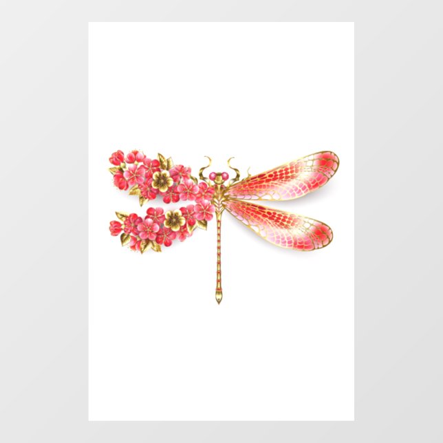 Vinilos Para Cristales Libélula de flor con sakura de joyería (Hoja)