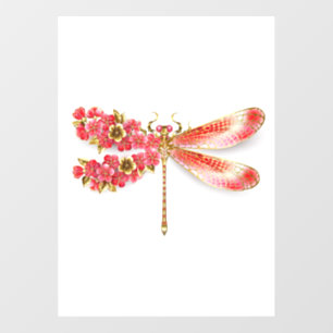 Vinilos Para Cristales Libélula flor con sakura joyería