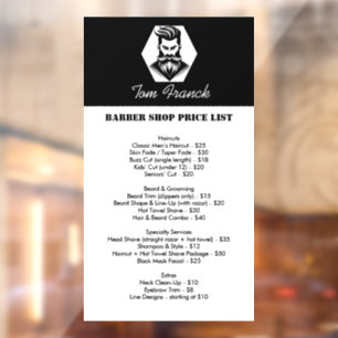 Vinilos Para Cristales Lista de precios de Barbería Profesional en negro 