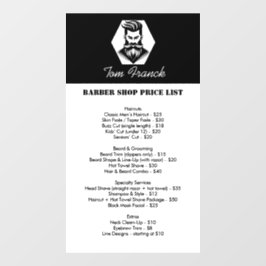 Vinilos Para Cristales Lista de precios en blanco y negro de la Barbería 