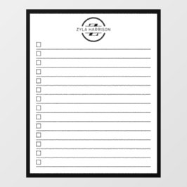 Vinilos Para Cristales Lista de tareas pendientes con monograma en blanco