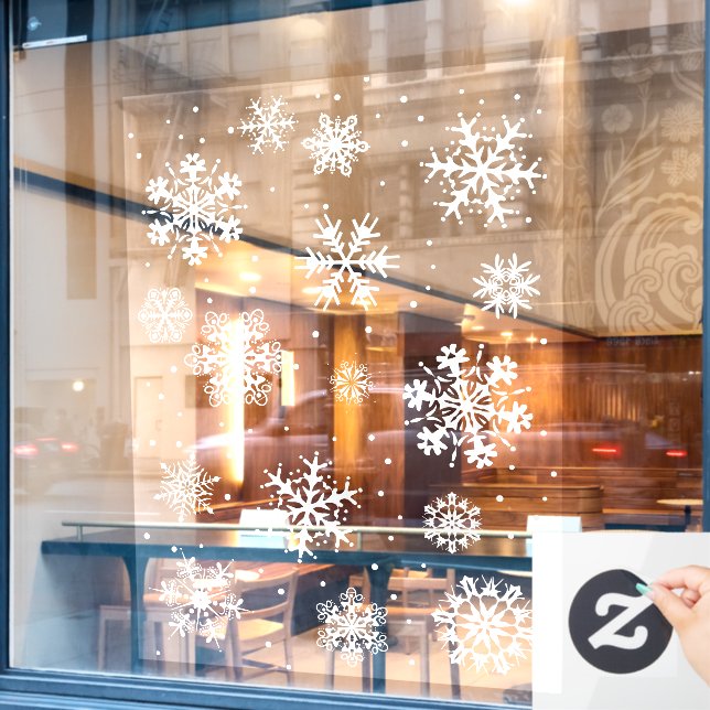 Vinilos Para Cristales Llamadas para ventanas de copos de nieve, invierno (Ventana de cafetería)