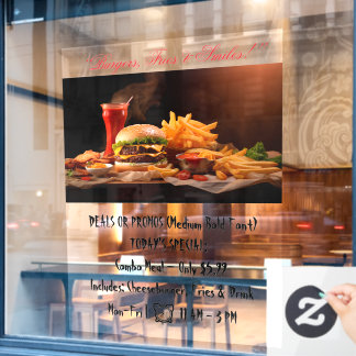 Vinilos Para Cristales Llamado a la ventana de comida rápida de 52" x 72"