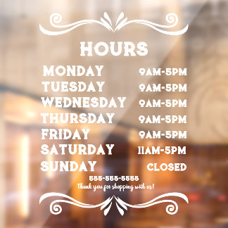 Vinilos Para Cristales Llamado a la ventana de horas de la tienda de Pers