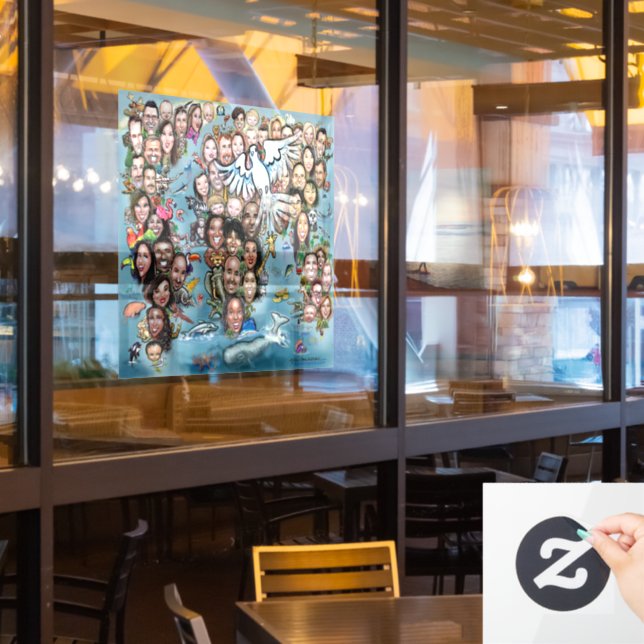 Vinilos Para Cristales Llamado a la ventana de paz mundial (ventana del restaurante)