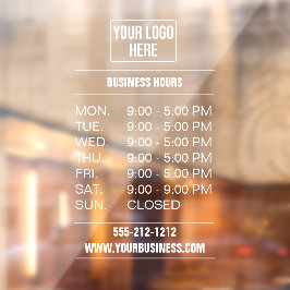 Vinilos Para Cristales Llamado a la ventana Horas de apertura de logotipo