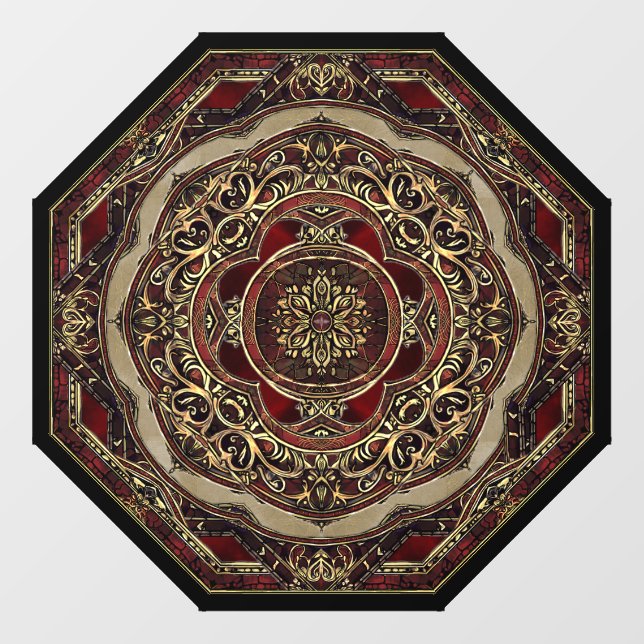 Vinilos Para Cristales Llave de ventana roja y dorada (Hoja)