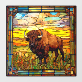 Vinilos Para Cristales Lluvia Americana Búfalo Bison Faux Stained Glass