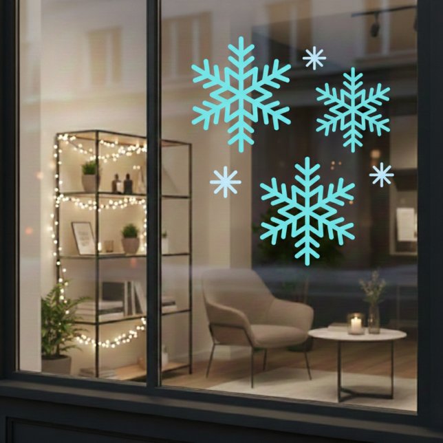 Vinilos Para Cristales Lluvia de ventana de copo de nieve (Blue Snowflake Window Cling)