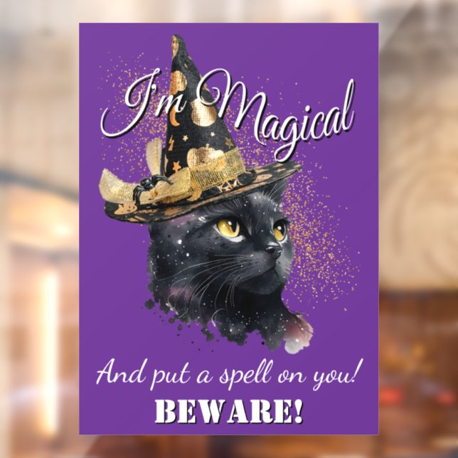 Vinilos Para Cristales Lluvia de ventana de Halloween para gato negro mág (Hoja 2)