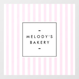 Vinilos Para Cristales Lluvia de ventana de panadería rosa y blanco retro