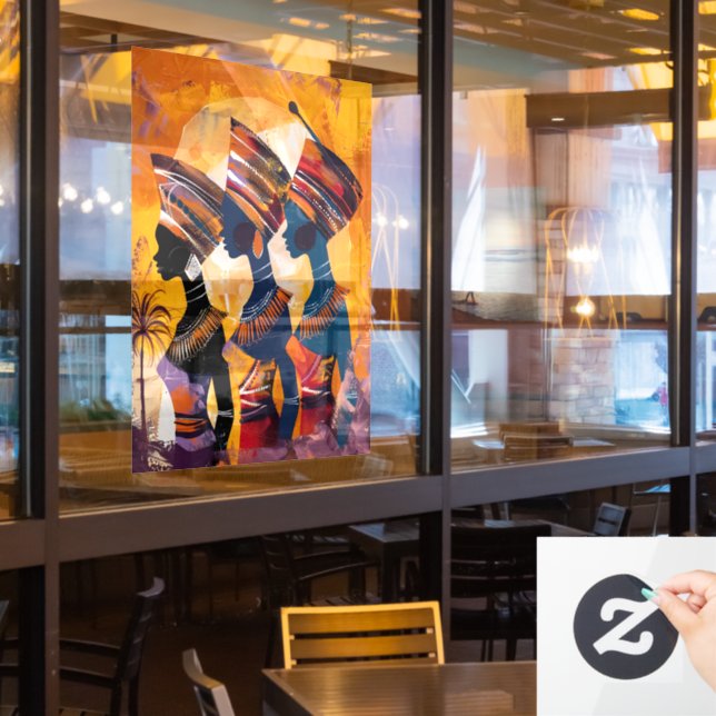 Vinilos Para Cristales Lluvia de ventana de una mujer africana (ventana del restaurante)