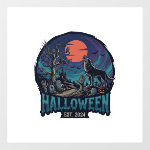 Vinilos Para Cristales Lobo Aullador de Halloween Est Mano Zombie Luna Ro
