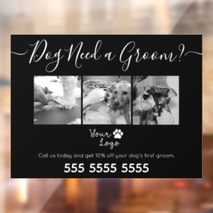 Vinilos Para Cristales Logo de adición de crema minimalista de perros bla