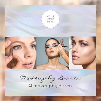 Vinilos Para Cristales Logo de Escritura Negra Holográfica Moderna Foto