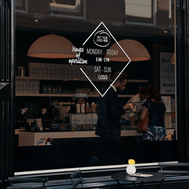 Vinilos Para Cristales Logo de White Opening Times Business (White Opening Times Bussinnes Logo Window Cling)